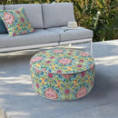 LVTXIII Indoor/Outdoor Inflatable Ottoman, D31 x H14 Inch Large Round Ottoman, All Weather Foot Rest Stool, Portable Footrest for Patio, Garden, Camping and Home - Damask Red by CozyNest Decor