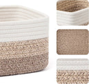Small Storage Baskets for Organizing | Closet Organizer Bins | Shelf Toy Basket | Woven Rope Baskets | Cube Decorative Box | Shallow Basket |11.5x7.5x4.7”| 3 Packs Gradient Brown by GreenHaven Gardens
