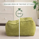 HIGOGOGO Square Stuffed Pouf Ottoman, Corduroy Poufs with Foam Chunk Filling, Furry and Fluffy Pouf Foot Stool Storage Ottoman, 21 X 21 Floor Poufs Foot Rest for Living Room, Green by CozyNest Decor