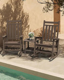SERWALL Outdoor Rocking Chair Set of 2, HDPE Rocking Chairs for Adult, All Weather Porch Rockers for Lawn Garden, Coffee by GreenHaven Gardens