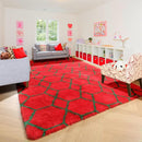 ONASAR 6x9 Area Rugs for Living Room, Large Fluffy Red and Dark Green Bedroom Rug, Geometric Boho Soft Shaggy Plush Floor Carpet for Kids Girls Teen Nursery Dorm Christmas Home Decor Aesthetic by TinyTreasures Baby Boutique