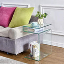 Glass Nightstand,Side Table,S-Shaped End Table for Living Room,Bedside Table for Bedroom (Clear) by CozyNest Decor