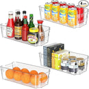 Clear Fridge Organizer, Refrigerator Organizer Bins with Handle, Freezer, Kitchen Cabinet, Pantry Organization, BPA Free Fridge Organizers (12.4 inch 4 Pack) by CozyNest Decor