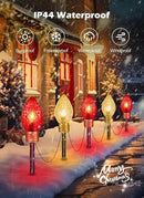 Moonflor Strawberry Jumbo C9 Christmas Pathway Lights Outdoor - 8.5FT 5 LED C9 Walkway Lights Outdoor, Christmas Decoration Outside, Christmas Lights Outdoor for Lawn Holiday Yard, Red & Warm White by GreenHaven Gardens