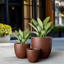 Kante 18",14",10" Dia Concrete Round Planters (Set of 3), Outdoor Indoor Large Planter Pots with Drainage Hole and Rubber Plug for Home Patio Garden, Rusty by GreenHaven Gardens