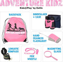 Adventure Kidz - Outdoor Exploration Kit, Children’s Toy Binoculars with Case, Flashlight, Compass, Fox Whistle, Magnifying Glass, Backpack. Great Gift Set for STEM, Pretend Play. Age 3+ by TinyTreasures Baby Boutique