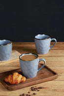 famiware Coffee Mugs Set of 4, Ocean Round 11.5oz Coffee Cup Set with Handle for Cocoa, Milk, Hot Chocolate, Tea or Water, Stoneware Cups for Kitchen, Reactive Glaze, Microwave Dishwasher Safe, Blue by CozyNest Decor