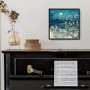 Framed Wall Art Bathroom Décor Modern Floral Tree Canvas Picture Plum Blossom Starry Night Flower Canvas Print Abstract Lake Blue Teal Yellow Painting for Modern Living Room Bedroom Office Décor Small by CozyNest Decor