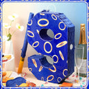 Number 9 Blue and Golden Rings Piñata for Kids Birthday Cartoon Theme Small Piñata with Blindfold Stick Confetti for Fiesta Cinco De Mayo Party Decor, 15.8 x 11 x 2.8 Inch by TinyTreasures Baby Boutique
