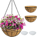 2 Pack 18 Inch Extra Large Deep Hanging Baskets for Plants Outdoor Metal Hanging Planters Flower Pots with Coco Liners Black Hanging Plant Holder for Porch Balcony Garden Planting by GreenHaven Gardens