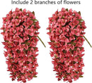 Bougainvillea Artificial Flowers Plants for Outdoors Outside Fall Autumn Decoration, 2 pcs Faux Silk Long Trailing Vines UV Resistant Look Real Red Fake Flowers for Front Door Porch Planter Urn Patio by CozyNest Decor