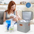 PIIOSER Breastmilk Cooler Bag with Ice Pack Fits 6 Baby Bottles Up to 9 Ounce, Insulated Baby Bottle Tote Bags, Double Layer Waterproof Leak-Proof with Shoulder Strap for Nursing & Working Mom (Grey) by TinyTreasures Baby Boutique