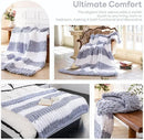 Chunky Knit Blanket - Luxury Soft Cozy 60 * 80 Throw Blanket,100% Woven Blanket Rope Knot Throw Blanket for Couch, Sofa, Home Decor, Gift - Machine Washable（White/Light Gray） by CozyNest Decor