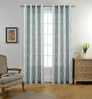 MIUCO Moroccan Embroidered Semi Sheer Curtains Linen Look Grommet Window Curtains for Bedroom 52 x 95 Inch 2 Panels, Sea Foam by CozyNest Decor