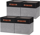HNZIGE Fabric Cube Storage Baskets 11x11, Set of 4, Foldable Baskets with Handlesfor Organizer Closet(Black Gray) by TinyTreasures Baby Boutique