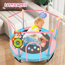 Pink Indoor Trampoline for Kids 2-5, 5ft Mini Indoor & Outdoor Small Toddler Trampoline with Net and Basketball Hoop by TinyTreasures Baby Boutique