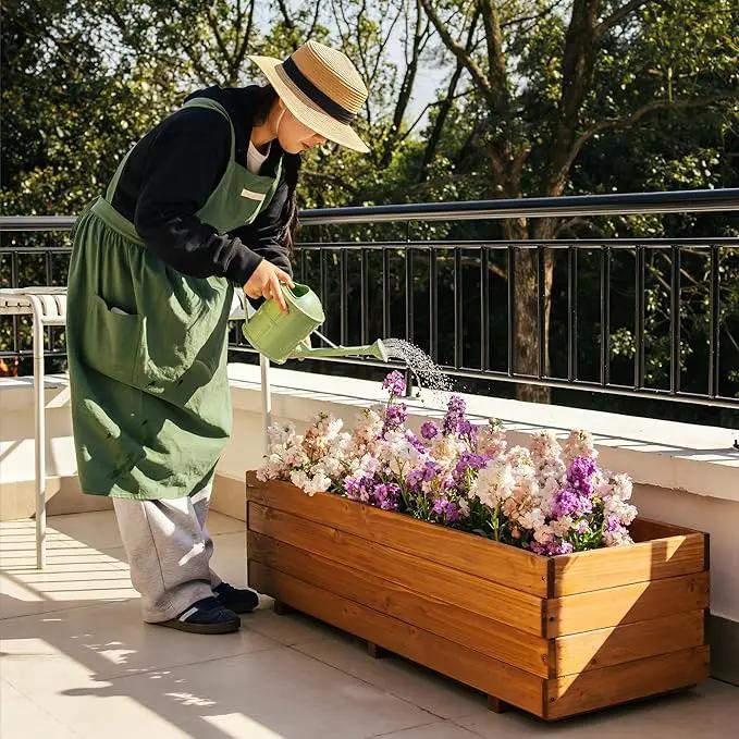 Wooden Raised Garden Bed Planter Box – Fir Wood Outdoor Vegetable, Herb & Flower Box with Drainage Holes – 47.24"x15.75"x12.6", Rot-Resistant, for Patio, Yard, Balcony, photo 4 of 6