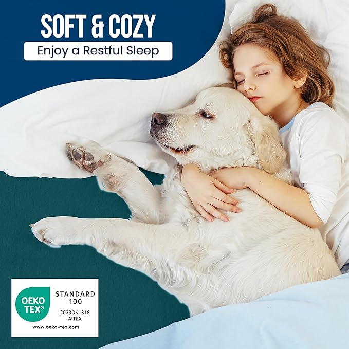 Utopia Bedding Waterproof Mattress Protector Queen Size, Premium Terry Mattress Cover 200 GSM, Breathable, Fitted Style with Stretchable Pockets (Teal) by TinyTreasures Baby Boutique