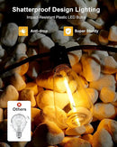 Outdoor String Lights - 50FT LED Patio Lights with 27 Shatterproof Waterproof Bulbs, Connectable Dimmable Edison IP65 ST38 Outside Lights for Garden, Balcony, Porch, Backyard, Deck, Home Decor by CozyNest Decor