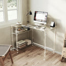 Eglaf Acrylic L-Shaped Desk - Clear Desk with Reversible Storage Shelves - Modern Home Office Desk Corner Desk for Study, Writing, Rectangular Legs, Easy Assembly, 39.4" L x 27''W x 29.5" H by CozyNest Decor