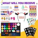 Face Painting Kit for Kids, 24 Colors Water Based Non-Toxic Face Paint with Stencils & Brushes, Professional Body Makeup Set for Halloween, Birthday, Parties with Guide Book Art and Craft Art Supplies by TinyTreasures Baby Boutique