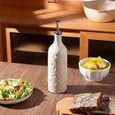 Sweejar Large Olive Oil Dispenser Bottle with Spout, 24 Oz Ceramic Oil Dispenser for Kitchen, Relief Opaque Oil Cruet, Oil Container for Cooking, EVOO, Avocado Oil, Vinegar, Pack of 1 (Beige) by CozyNest Decor