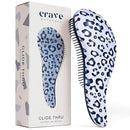 Crave Naturals Glide Thru Detangler Brush - Curly Hair Brush for Women and Kids - Wet and Dry Comb for Adults - Soft Flexible Bristles for Gentle Use - Styling Tool for Curls - Blue Cheetah by TinyTreasures Baby Boutique