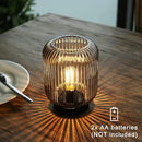 Battery Operated Lamp, Cordless Table Lamps for Home Decor, Battery Powered Nightlight with LED Bulb, Decorative Glass Beside Lamp for Bedroom Living Room-Grey by GreenHaven Gardens