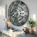 The Gears Clock Real Moving Gear Wall Clock England Line (Carbon Grey, 24 inches (60 cm)) by CozyNest Decor