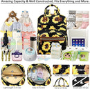 Diaper Backpack Tote Large Capacity, Baby Bag with Insulated Pockets Multifunctional Diaper Bags For Baby Girl Boy Women Waterproof Bags Mama Maternity Bag Sunflower by TinyTreasures Baby Boutique