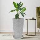 Tall Flower Pot Indoor - Outdoor Plant Pot - Gray Rough Planter - Elegant Stone Imitation - 12" Diameter 21" Tall with Drainage Holes and Saucer by CozyNest Decor
