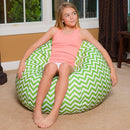 Posh Beanbags Bean Bag Chair, Large-38in, Pattern Chevron Green and White by TinyTreasures Baby Boutique