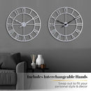 CLXEAST Large Modern 30 Inch Wall Clock Silver, Oversized Big Roman Numeral Metal Wall Clocks for Living Room Decor, Home Office by CozyNest Decor