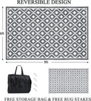 Pauwer Waterproof Outdoor Rug 6x9, Reversible Plastic Straw Patio Camping Rug, Indoor Outdoor RV Mat Carpet for Deck, Camper, Porch, Balcony, Backyard, Picnic, Geometric Grey by GreenHaven Gardens