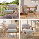 Ergonomic Mid-Century Modern Lounging Armchair | Solid Wood Frame & Plush Thickened Cushion | Versatile Seating for Living Room, Reading Nook & Balcony, Light Grey Linen by CozyNest Decor