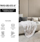 Mon Chateau Premium Reversible Luxury Faux Fur Throw for Couch, Sofa, or Bed - Plush Cozy Soft Blanket for Sleeping or Home Décor, 60" x 70" (Ivory) by CozyNest Decor