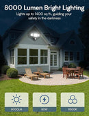 Olafus 80W Motion Sensor Outdoor Lights, 8000lm Hardwired Motion Flood Light Dusk to Dawn, IP65 Waterproof LED Security Floodlights, 6500K Motion Detector Lights for Outside, Black by GreenHaven Gardens