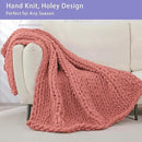 Bigacogo Chunky Knit Throw Blanket for Couch, 40x80 inches, 100% Hand Knitted with Thick Jumbo Chenille Yarn, Cozy Soft Large Rope Knot Cable Crochet Blankets for Sofa Bed Living Room, Antique Red by CozyNest Decor