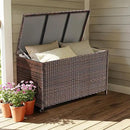 HOMREST Large Deck Box, Outdoor Wicker Storage Container with 70 Gallon, Patio Rattan Furniture for Garden Tools, Pillows, Pool, Brown by CozyNest Decor