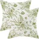 CXMEIFLY Sage Green Floral Leaves Chinoiserie Decorative Throw Pillow Covers Set of 2, 18x18 Inch, Perfect for Living Room, Bedroom, Outdoor Gardens by CozyNest Decor