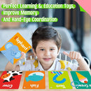 50 PCS Kid First Cognitive Flashcards,Double Sided Printed 7 in 1 Colorful Cards Alphabet,Numbers, Foods,Animals,Shapes,Colors with 3 Reclosable Rings,Learning Tool for Pre-K Kindergarten Toddlers by TinyTreasures Baby Boutique