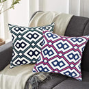 Alysheer Embroidered Decorative Throw Pillow Cover 18"x 18" Set of 2, Classic Boho Geometric Embroidery Pattern Cotton Rectangular Cushion Case for Sofa Couch Living Room Bedroom (Blue Pink) by CozyNest Decor