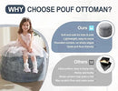 Boho Ottoman Living Room Furniture 26"x18" Large Round Ottomans Pouf Couch Foot Rest Grey Pouf Ottoman Foot Rest with Foam Chunk Filling Pouffe Ottomans Stuffed Foot Rest Poufs for Couch by CozyNest Decor