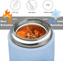 Soup Thermo for Hot Food & Drinks, Thermo Lunch Box for Kids, 17oz Vacuum Insulated Food Container with Spoon&&Drawstring Bag, Soup Therm for Adults, Blue&White by TinyTreasures Baby Boutique
