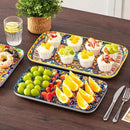 vancasso Serving Platters Set of 3, 16"/14"/12" Inch Rectangular Trays - Serving Platter Extra Large, Bohemian Ceramic Serving Dish for Entertaining Food, Microwave & Dishwasher Safe, Vintage by CozyNest Decor