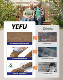 YEFU Outdoor Storage Bench for Patio: Heavy Duty Garden Bench with 96° High Backrest & Oversized Seating - HIPS Weatherproof Patio Bench with Storage for Porch Park Backyard, Teak by CozyNest Decor