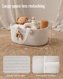 Blissful Diary Baby Diaper Caddy Organizer, Cotton Rope Diaper Caddy Basket, Oval Storage Basket, Gift for Baby Shower, Newborn Essentials, Beige by TinyTreasures Baby Boutique