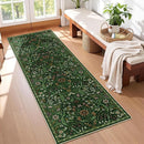 2x6 Washable Runner Rug,Dark Green Floral Boho Area Rug for Hallway,Low-Pile Non-Slip Stain Resistant Carpet for Kitchen, Bedside,Laundry Room,Entryway by TinyTreasures Baby Boutique