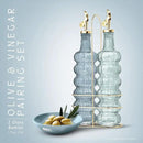 COOK WITH COLOR Glass Olive Oil Bottle Dispenser - 2 Pack- 17oz Oil and Vinegar Cruet - Olive Oil Carafe Decanter for Kitchen by CozyNest Decor