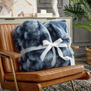 Cozy Bliss Faux Fur Throw Blanket for Couch, Fuzzy Soft Plush Thick Bubble Blanket for Sofa Bedroom Living Room, 108 * 90 Inches Tie Dye Blue by CozyNest Decor